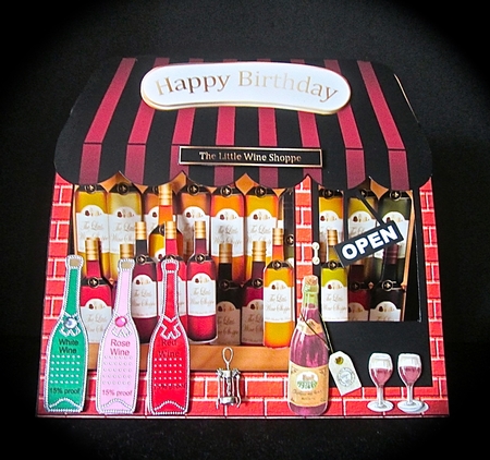 3D the Little Wine Shop Window Pop Up Card by Cynthia Massey