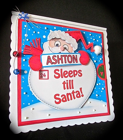 3D Xmas Santa Sleeps Till Santa Countdown Moveable Card Kit by Cynthia Massey