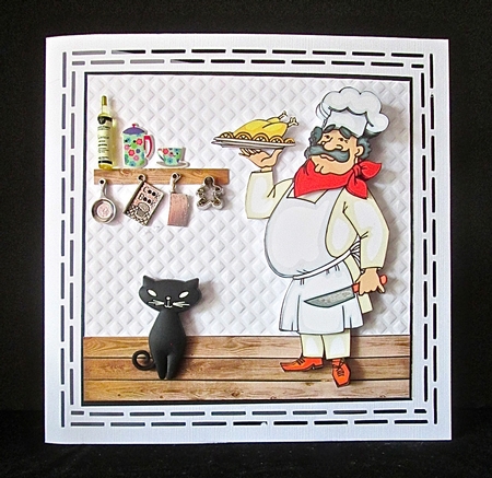 What is Cooking Tonite 8x8 Card with Decoupage by Cynthia Massey