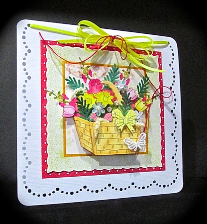 Basket of Flowers Card with Decoupage by Cynthia Massey