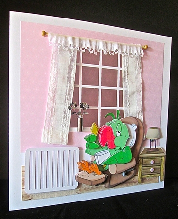 Relaxed Parrot 7.5 X7.5 Card and Decoupage by Cynthia Massey