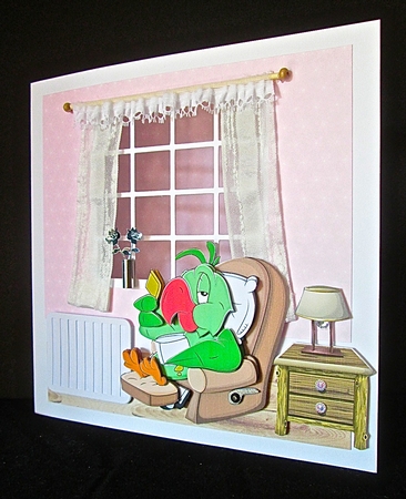 Relaxed Parrot 7.5 X7.5 Card and Decoupage by Cynthia Massey