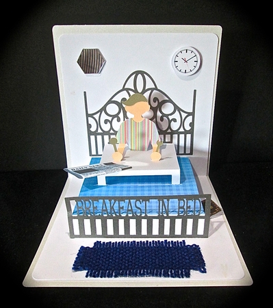 Fathers Day Breakfast in Bed Pop Up Card by Cynthia Massey