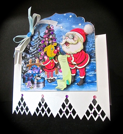Santas list with Rudolf shaped card by Cynthia Massey