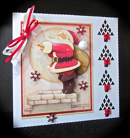 SANTA IM GOING IN 7.8 Christmas Decoupage Card Mini Kit by Cynthia Massey