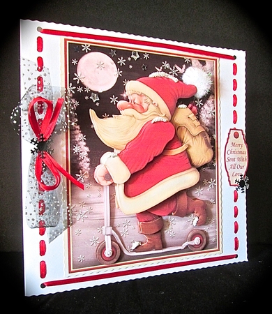 SCOOTER SANTA Christmas 7.8 Decoupage Mini Kit by Cynthia Massey