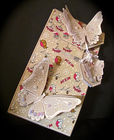 Christmas Birds with Butterflies Card/Money Envelope Mini Kit by Cynthia Massey