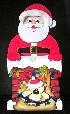 3D On the Shelf Card Kit - Christmas Santa is taking the Presents down the Chimney by Cynthia Massey