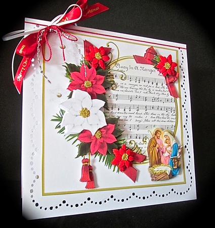 8x8 away in a manger with poinsettia mini kit by Cynthia Massey