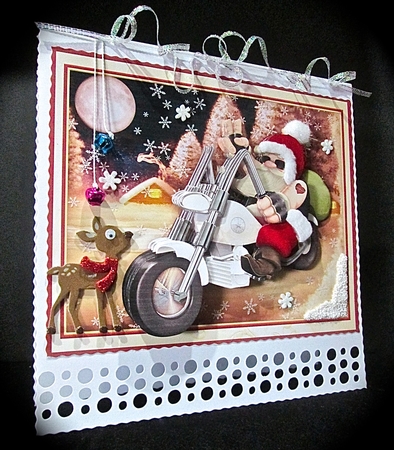 COOL BIKER SANTA 7.8 Christmas Decoupage Mini Kit by Cynthia Massey