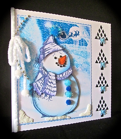 SKETCHY SNOWMAN WAITING FOR SANTA 7.5 Christmas Decoupage Mini Kit by Cynthia Massey