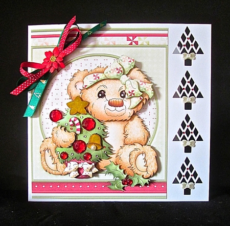 CHRISTMAS TEDDY & TREE 8x8 Decoupage & Insert Mini Kit by Cynthia Massey
