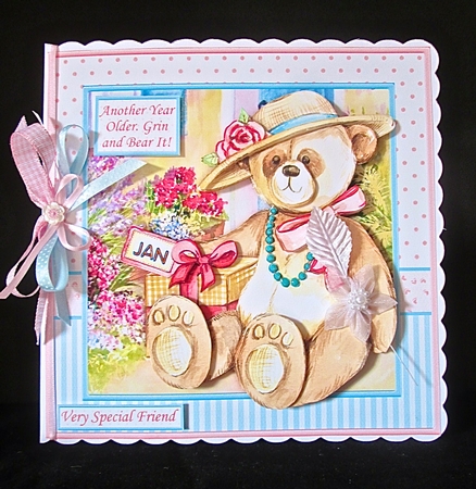 ANOTHER YEAR OLDER GRIN AND BEAR IT 8x8 Decoupage Mini Kit  by Cynthia Massey
