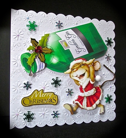 Mrs Christmas Gin Mouse Decoupage Sheet by Cynthia Massey