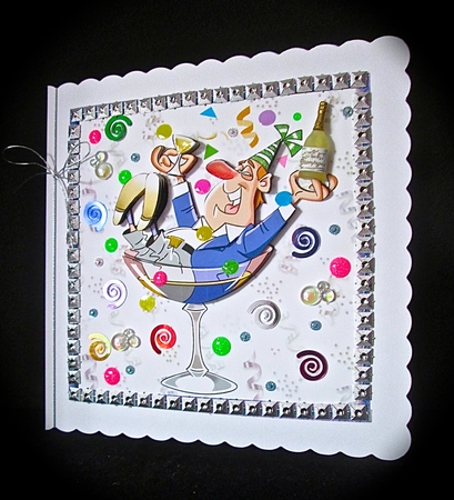 HES CELEBRATING (THE NEW YEAR) 8 x 8 TOPPER by Cynthia Massey