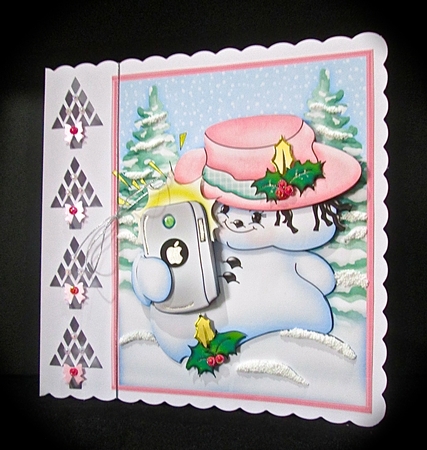 SELFIE SNOWMAN Pink 7.5 Christmas Decoupage & Insert Mini Kit by Cynthia Massey
