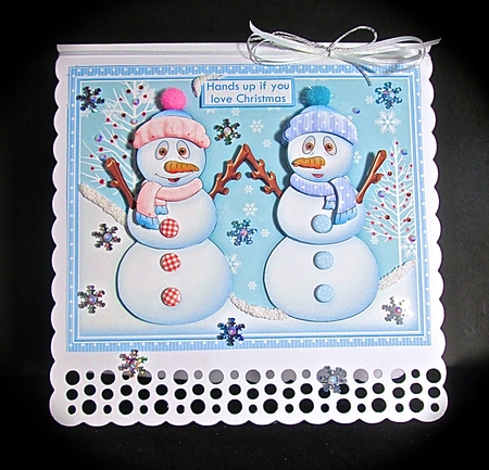 HANDS UP IF YOU LOVE CHRISTMAS 7.8 Snowmen Decoupage & Insert Mini Kit by Cynthia Massey