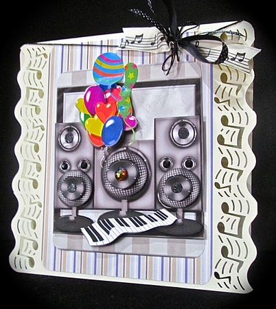 Male Card Musical Birthday Quick Card Balloons by Cynthia Massey