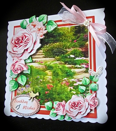 Stunning Pink Roses and Stepping Stones  by Cynthia Massey