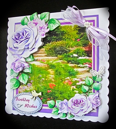 Stunning Lilac Roses and Stepping Stones  by Cynthia Massey