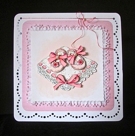 New Baby Decoupage - Baby Booties - Pink by Cynthia Massey