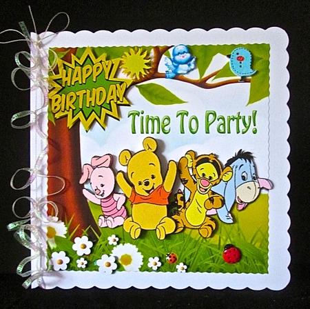 Time to party with my best friends, cute bear and friends 8x8 by Cynthia Massey