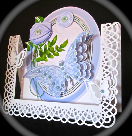 Lilac butterfly with graduated layers by Cynthia Massey