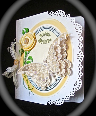 Beige butterfly with graduated layers by Cynthia Massey