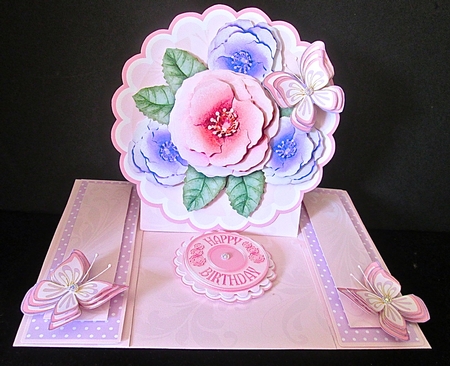 Centre Panel Easel Pink Roses and butterflies NEW by Cynthia Massey