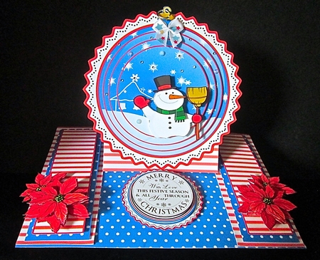 Snowman & Poinsettia Centre Panel Easel by Cynthia Massey