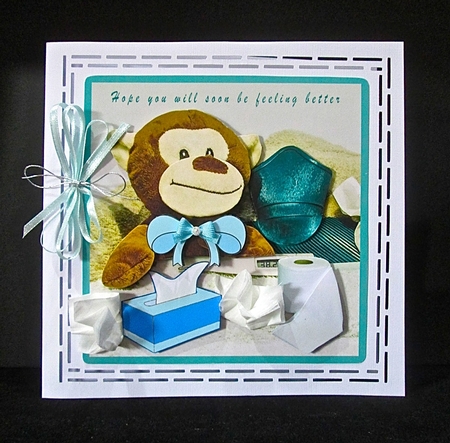 All Snuggled Up Get Well Card - decoupage by Cynthia Massey