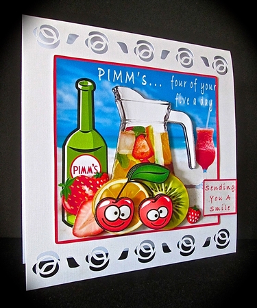 Pimms...4 0f your 5 a day - decoupage by Cynthia Massey