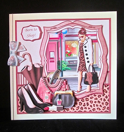 FASHIONABLE SHOPPING LADY 8x8 Decoupage & Insert Mini Kit by Cynthia Massey