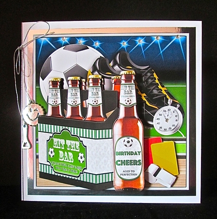FOOTBALL BEER 6 PACK HIT THE BAR 7.5 Decoupage & Insert Mini Kit by Cynthia Massey
