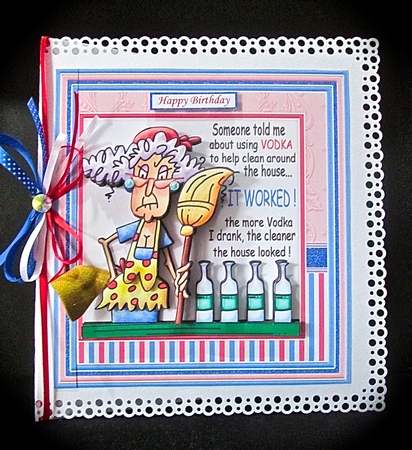 STELLA CLEANING WITH VODKA 7.5 Humorous Decoupage & Insert Mini Kit by Cynthia Massey