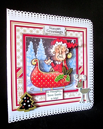 GUS BE NAUGHTY 7.5 Humorous Christmas Decoupage & Insert Mini Kit by Cynthia Massey