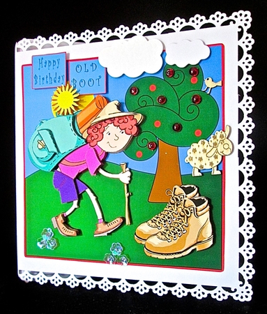 Happy Birthday Old Boot - Decoupage by Cynthia Massey