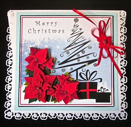 Poinsettia & Modern Tree - Decoupage by Cynthia Massey