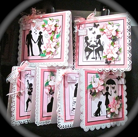 Silhouette & Pink Orchids Bumper Kit - Decoupage & Inserts by Cynthia Massey