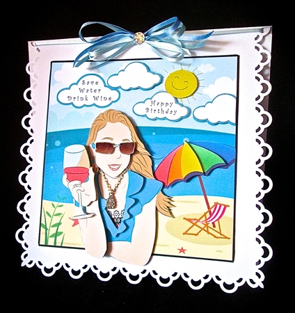 Save Water Drink Wine - Decoupage by Cynthia Massey