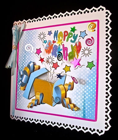 Beautiful boxed birthday message - Decoupage by Cynthia Massey