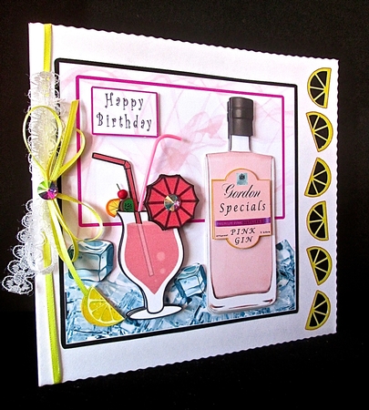 Special Pink Gin - Decoupage by Cynthia Massey