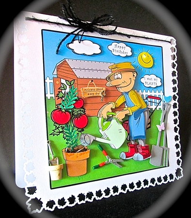 Watering The Tomatoes - Decoupage by Cynthia Massey