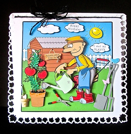 Watering The Tomatoes - Decoupage by Cynthia Massey
