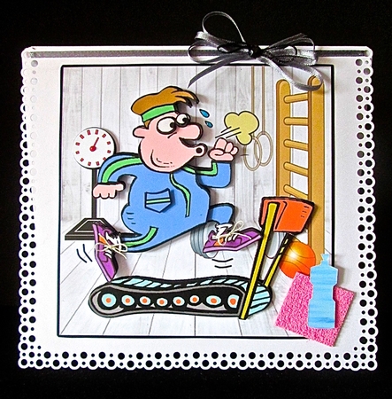 On The Treadmill - Decoupage by Cynthia Massey