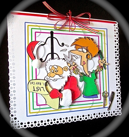 Santas Haircut - Decoupage by Cynthia Massey