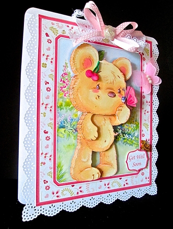 CUTE BEAR & BUTTERFLY 7.5 Decoupage & Insert Kit by Cynthia Massey