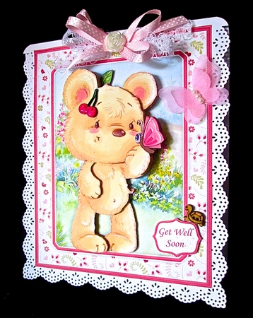 CUTE BEAR & BUTTERFLY 7.5 Decoupage & Insert Kit by Cynthia Massey