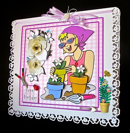 Happy Plant Potter - Decoupage by Cynthia Massey