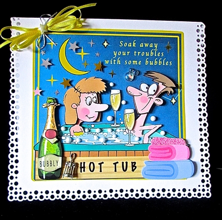 Champagne In The Hot Tub - Decoupage by Cynthia Massey